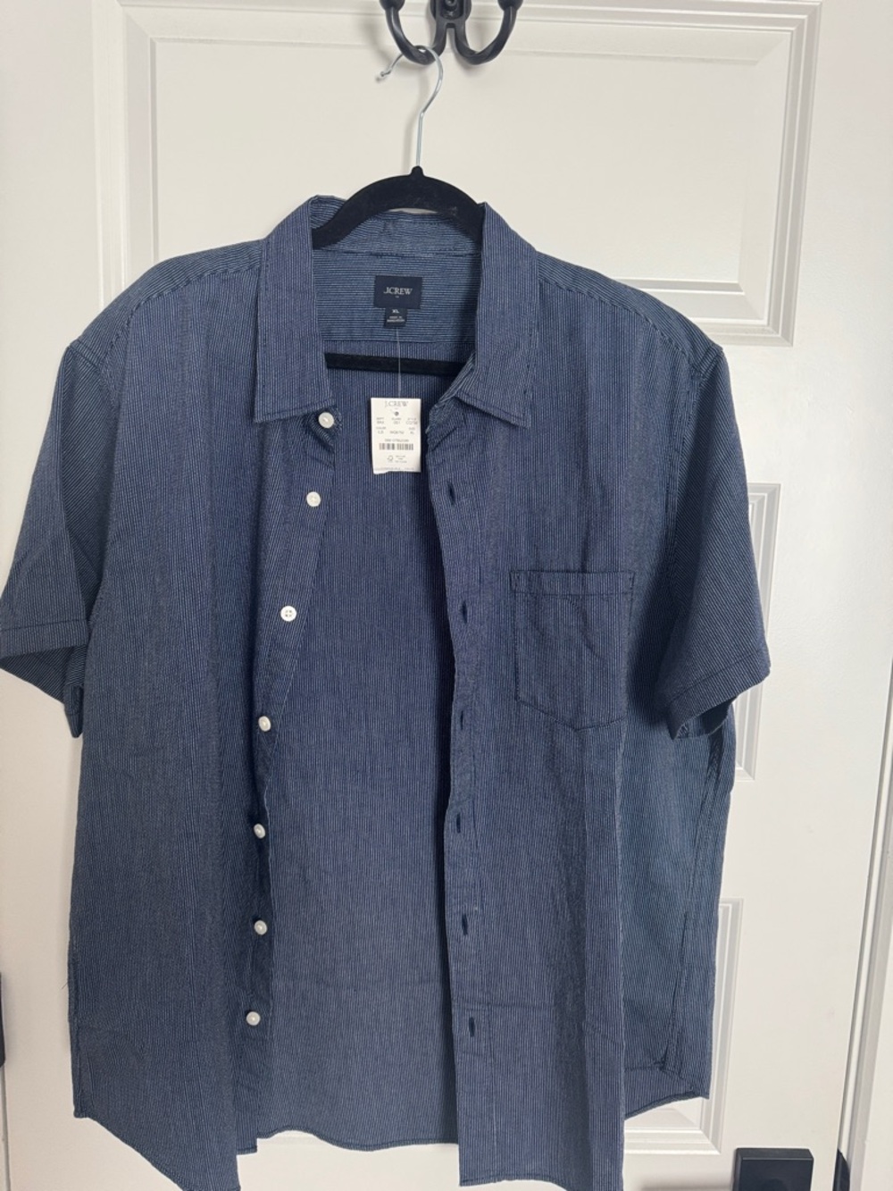 J. Crew Men's Short-Sleeve Button-Down Shirt in Dark Blue